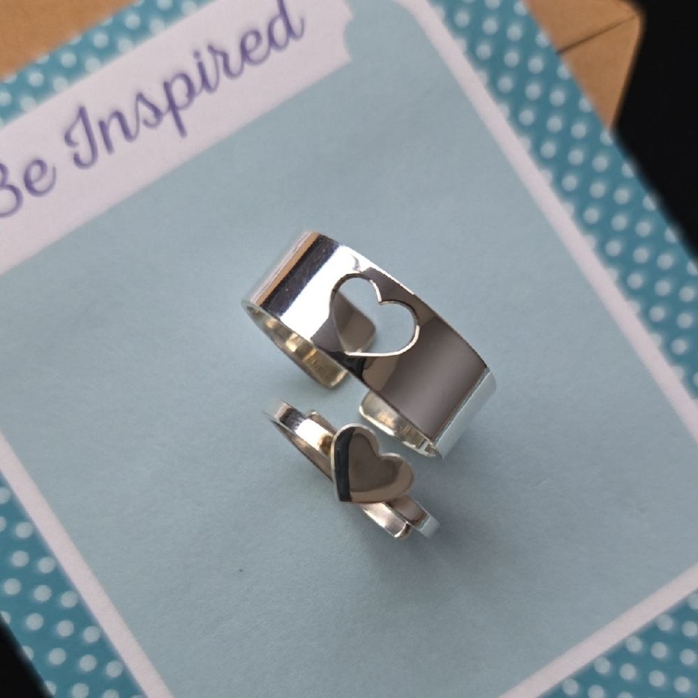 Couple Heart Ring Set .925 Sterling Silver